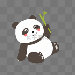 动物熊猫图片_手绘可爱熊猫吃竹叶插画