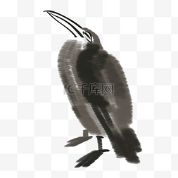 水墨黑色啄木鸟