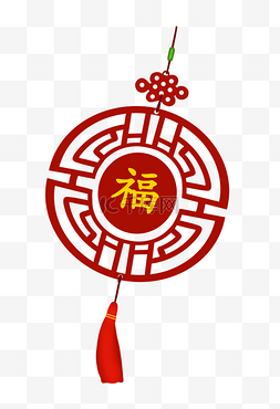 手绘福字新年装饰图片_春节喜庆红色福字手绘插画