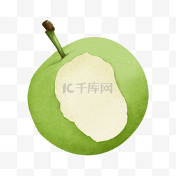 绿色创意苹果咬过的苹果插画素材