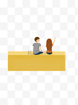 情侣坐着背影图片_坐着约会的情侣背影元素