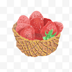 一筐红色草莓插画