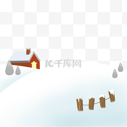 雪地上的红色小屋子