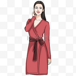 时尚风衣图片_三八妇女节穿红裙子的美女