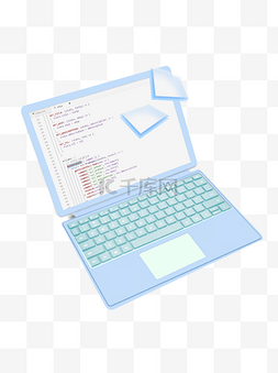 矢量图蓝色的笔记本电脑