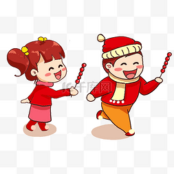 春节童男童女卡通图