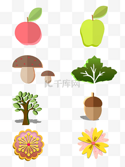 叶子图片_3D风格卡通简约植物装饰套图