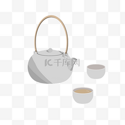 茶壶茶杯中国风图片_灰色中国风茶壶茶杯