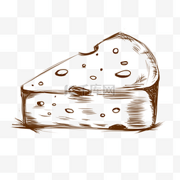 美食手绘简笔画图片_线描美味的奶酪插画