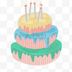 卡通多层蛋糕图片_生日蛋糕手绘装饰素材