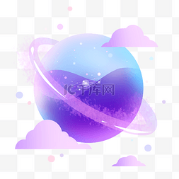 粉色星球图片_紫色的宇宙星球插画