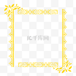 黄色精致花纹边框元素
