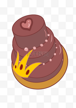 卡通多层蛋糕图片_巧克力皇冠蛋糕插画