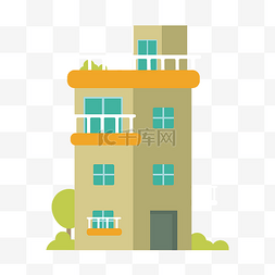 小橙色图片_三层公寓小楼房屋图标