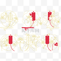 春节春节包装图片_红白金配色PNG免扣包装底纹