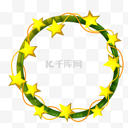 黄色节日星星图片_圣诞节黄色星星花圈