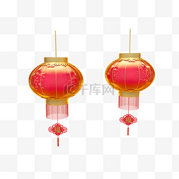 中国风立体灯笼C4D电商装饰模型