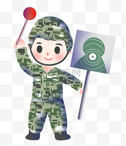 绿色小军包图片_军事报靶员插画装饰