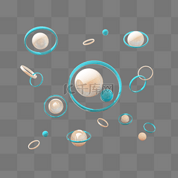 悬浮3图片_蓝白色星球环绕悬浮素材C4D