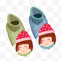 圣诞节活动图片_圣诞节女孩戴着圣诞帽的袜子
