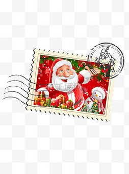 圣诞邮票小贴纸圣诞节素材psd分层