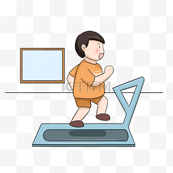健身运动的男孩在跑步手绘插画