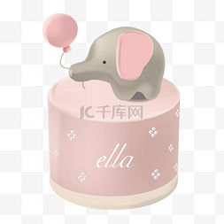 手绘小象蛋糕插画