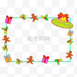 圣诞节快乐英文图片_手绘圣诞节蝴蝶结边框