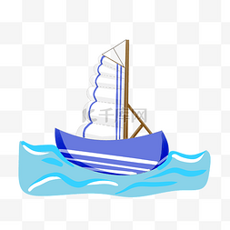 游动的帆船手绘插画