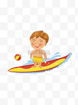 夏日旅游滑板冲浪男孩元素