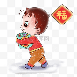 2019年新年春节中国风卡通男孩福