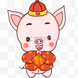 2019卡通猪福图片_手绘Q版猪年童男童女小猪