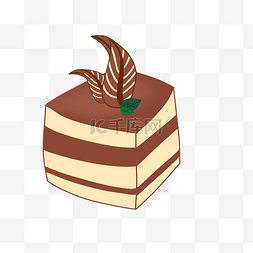 提拉米苏蛋糕手绘插画