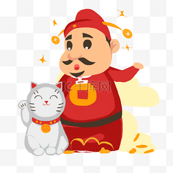 财神招财猫图片_正月初五迎财神