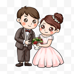 婚纱图片_西式粉色婚纱婚礼插画