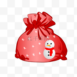 雪人红色礼物袋