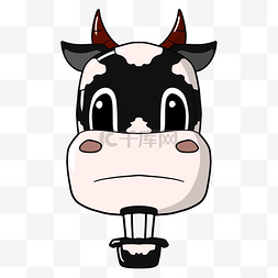 奶牛头造型热气球插画