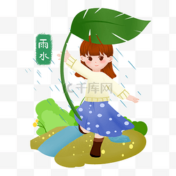 春天雨水节气春雨女孩打伞
