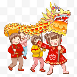 欢庆新年图片_新年2019年过年孩子们舞龙