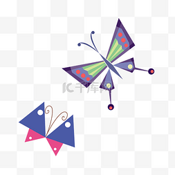 红色紫色三角形图片_两只简单的彩色蝴蝶