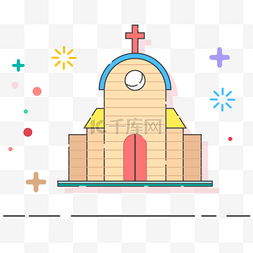 教堂婚礼插画图片_MBE风格教堂矢量图