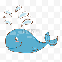 卡通手绘海洋鱼类图片_可爱蓝鲸矢量插画