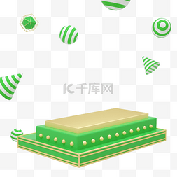 C4D绿金色立方体晶格电商海报舞台