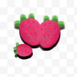 手绘水果卡通系列图片_三只手绘水果草莓