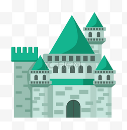 简约绿色城堡插画