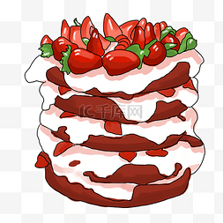 草莓手绘水果图片_插画手绘草莓蛋糕