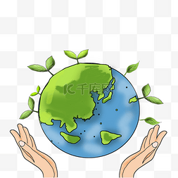 森林绿色卡通图片_绿色地球日手托地球保护地球