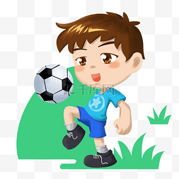 儿童插画素材图片_卡通运动系儿童插画之足球少年