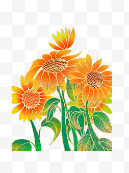 复古彩绘向日葵流光溢彩设计可商