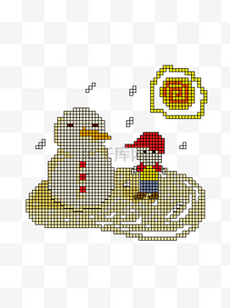 几何堆雪人图片_像素堆雪人可商用元素